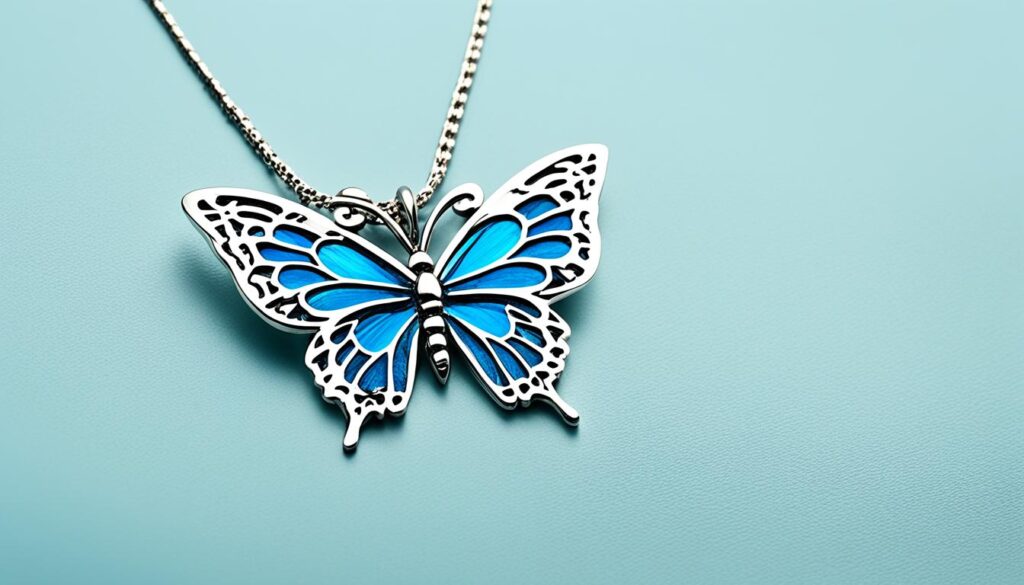 blue butterfly necklace with name