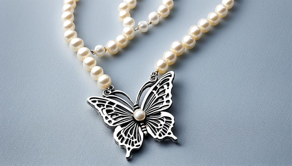 butterfly necklace pearl gift