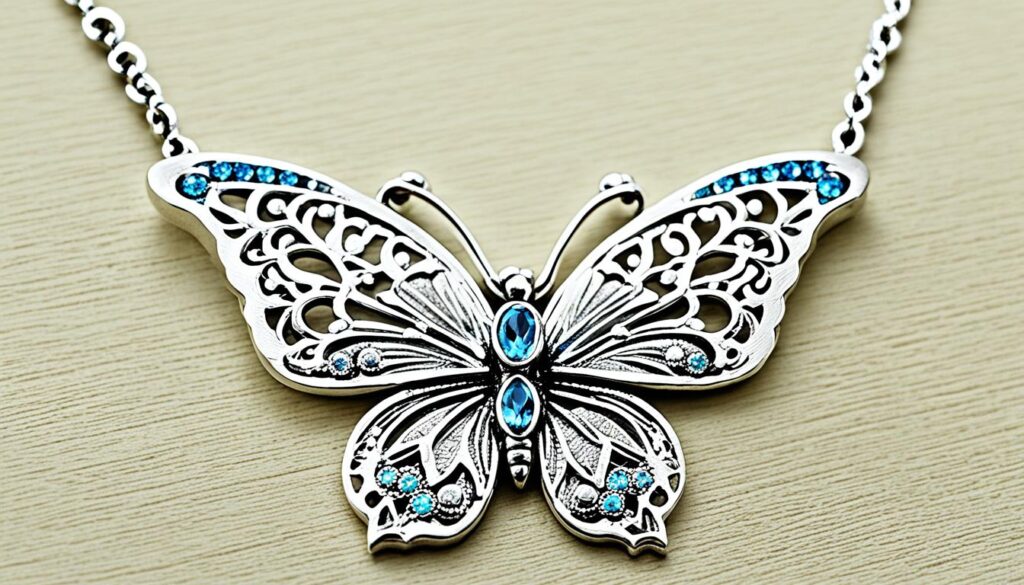 butterfly necklace with stones
