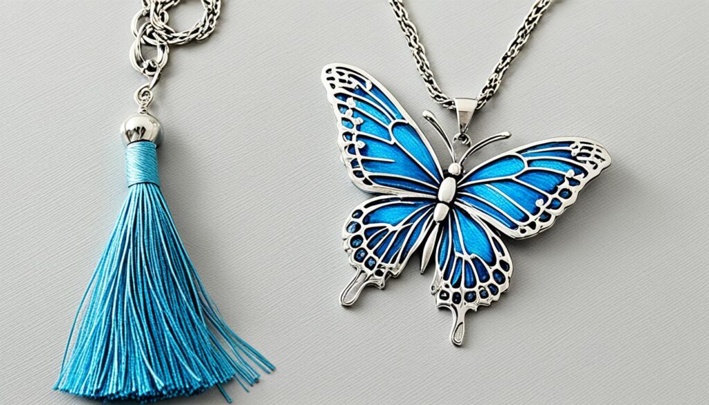 butterfly necklace with tassel