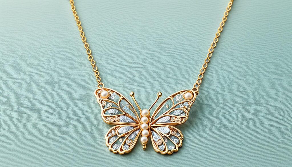 dainty butterfly necklace with pearls