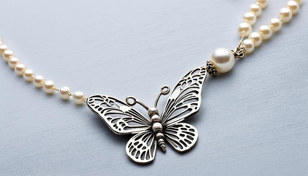 elegant butterfly necklace with pearls