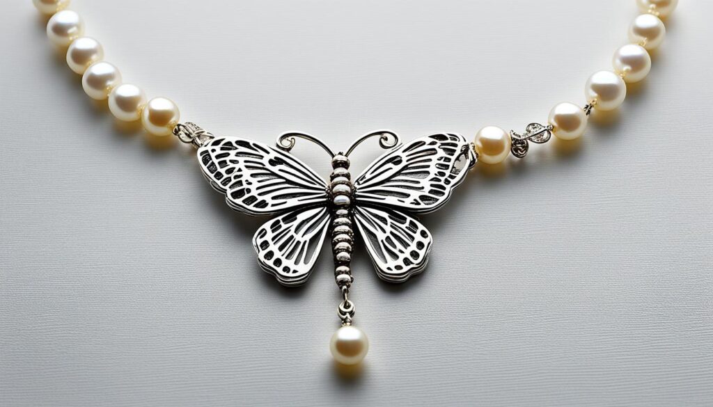 freshwater pearl butterfly necklace