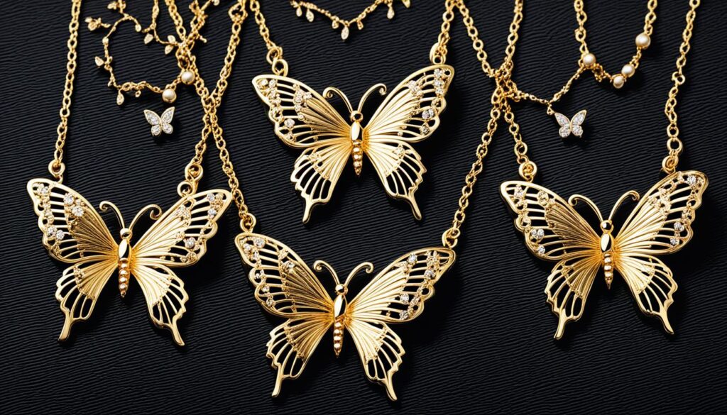 gold butterfly necklaces