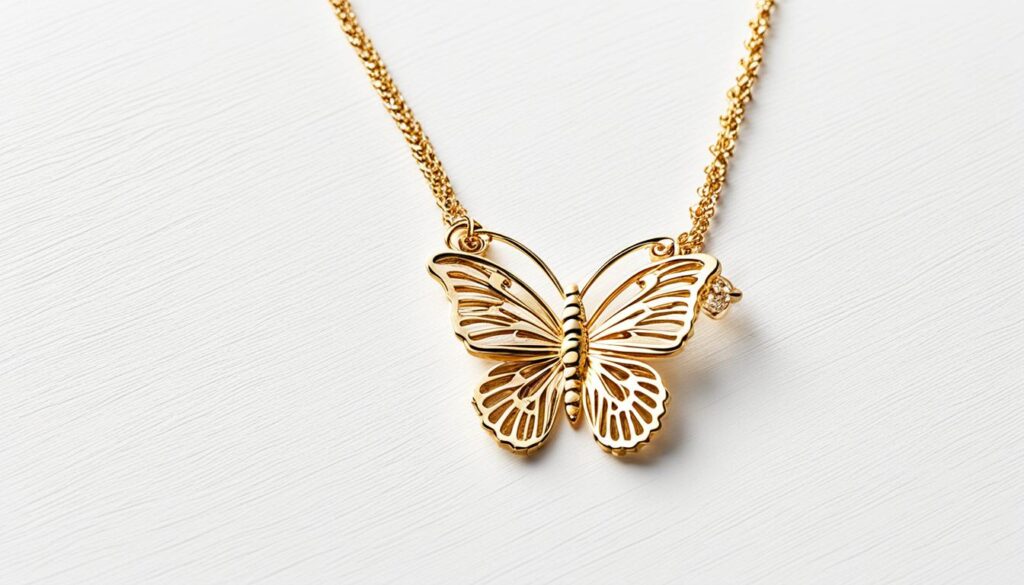 gold necklace with butterfly