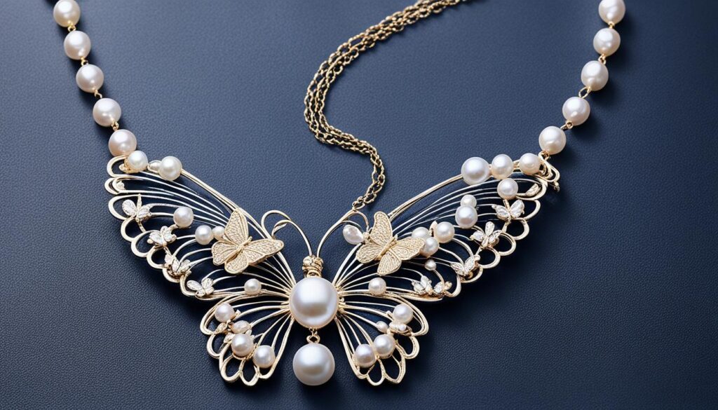handmade butterfly pearl necklace