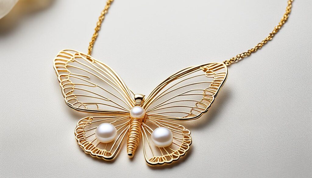 handmade butterfly pearl necklace