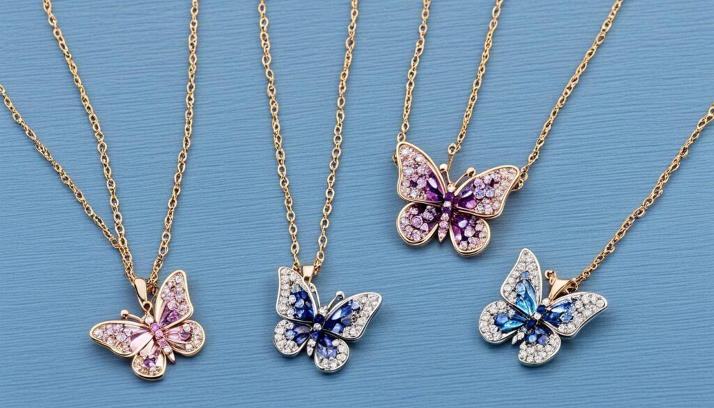 layering butterfly necklaces