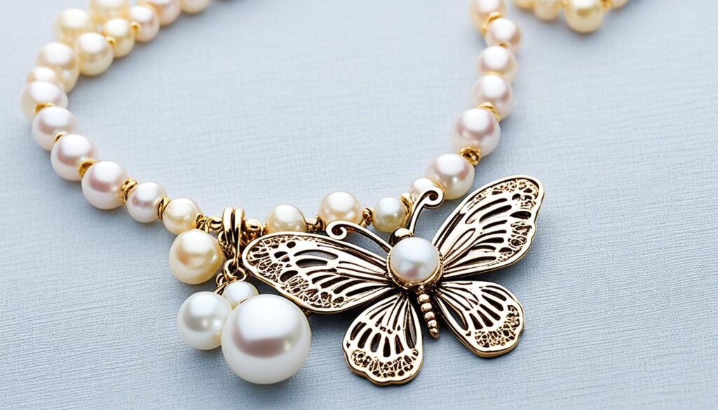 personalized butterfly pearl necklace