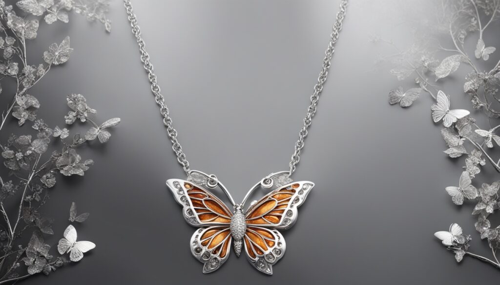 silver chain necklace with butterfly