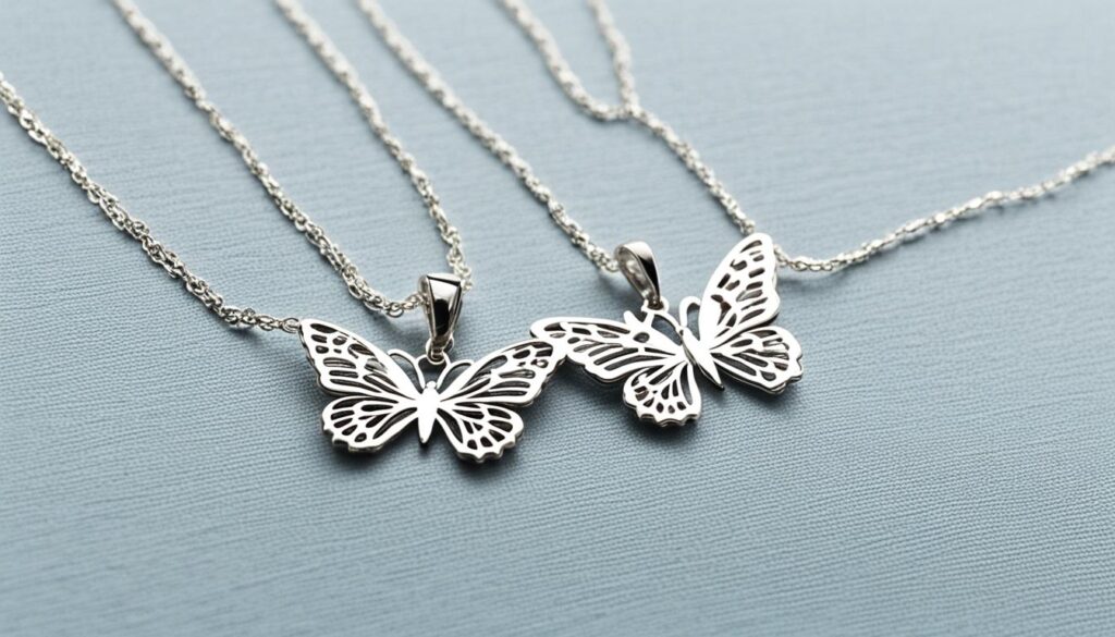 silver chain with butterfly pendant