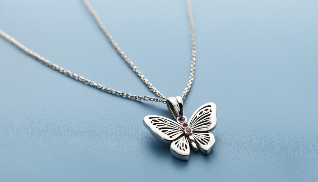 silver necklace with butterfly pendant