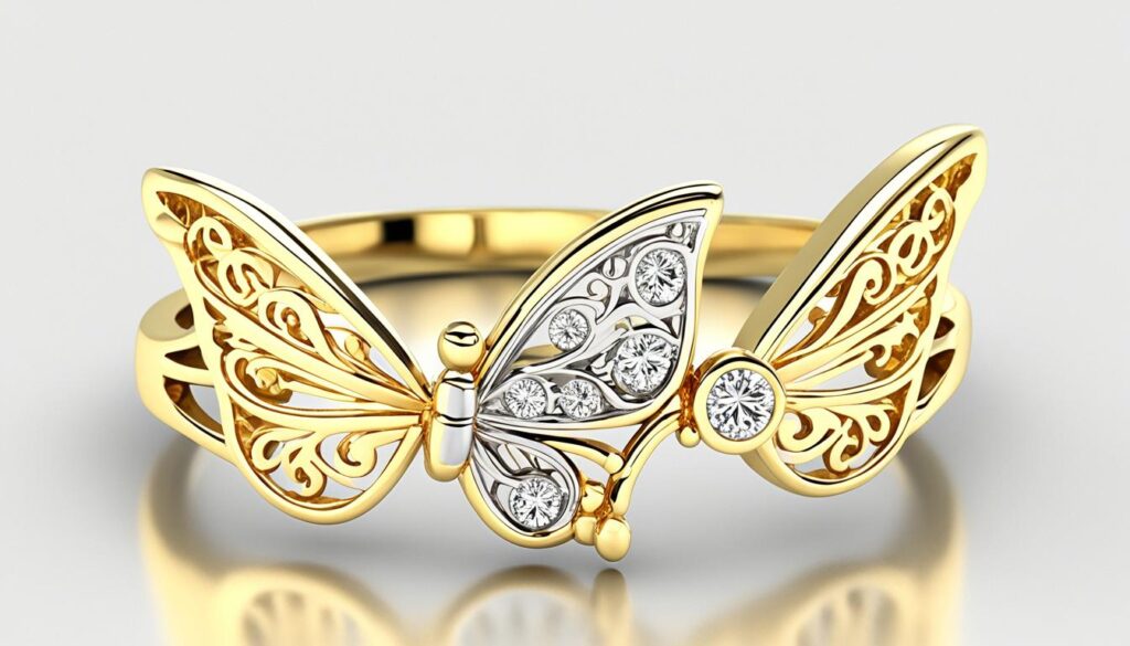 10k gold butterfly ring