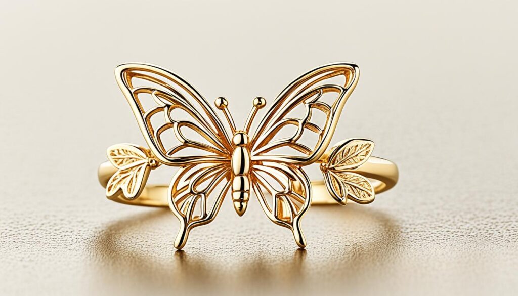 14k gold butterfly ring