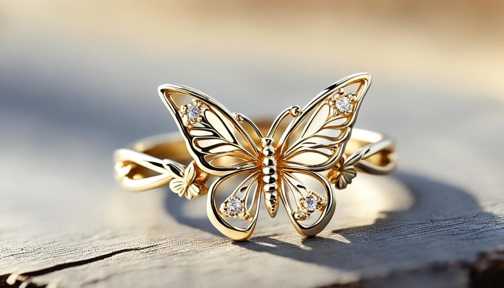 14k gold butterfly ring