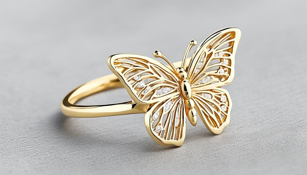 14k gold butterfly ring