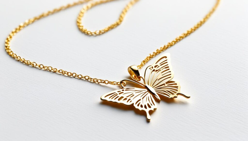 a small light butterfly necklace
