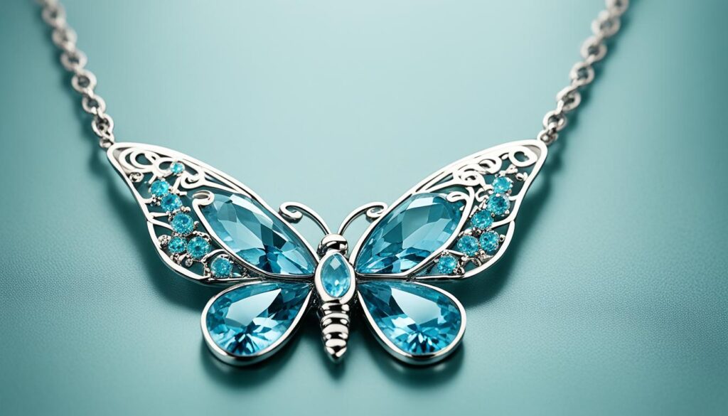 aquamarine butterfly necklace