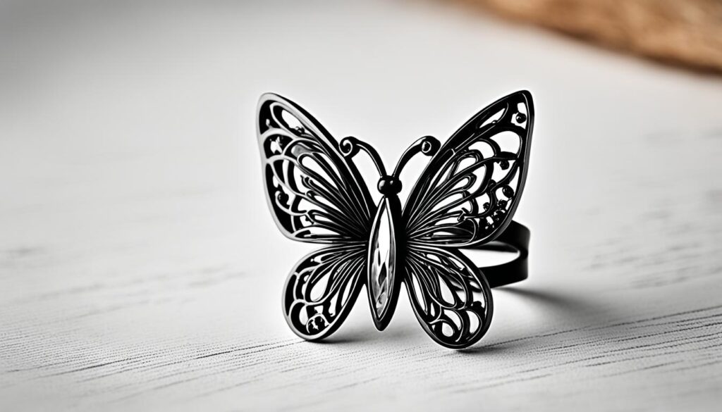 black butterfly ring