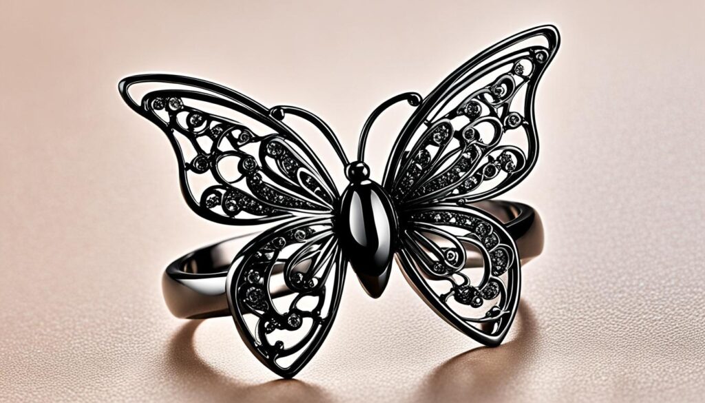 black butterfly ring