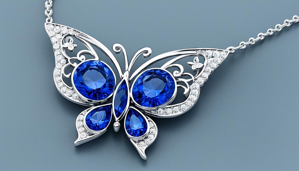 blue sapphire butterfly necklace