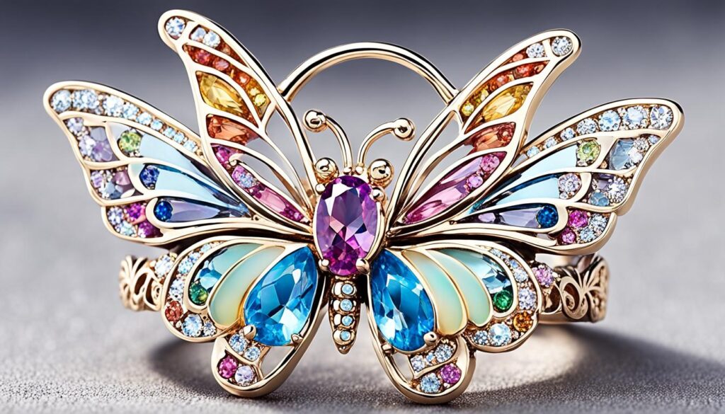 butterfly crystal ring