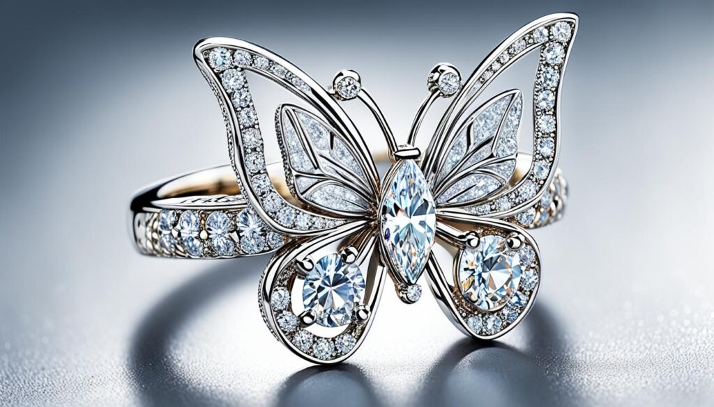 butterfly diamond engagement ring