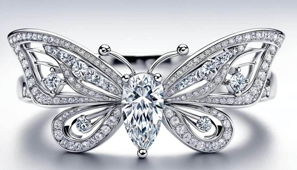 butterfly diamond engagement ring