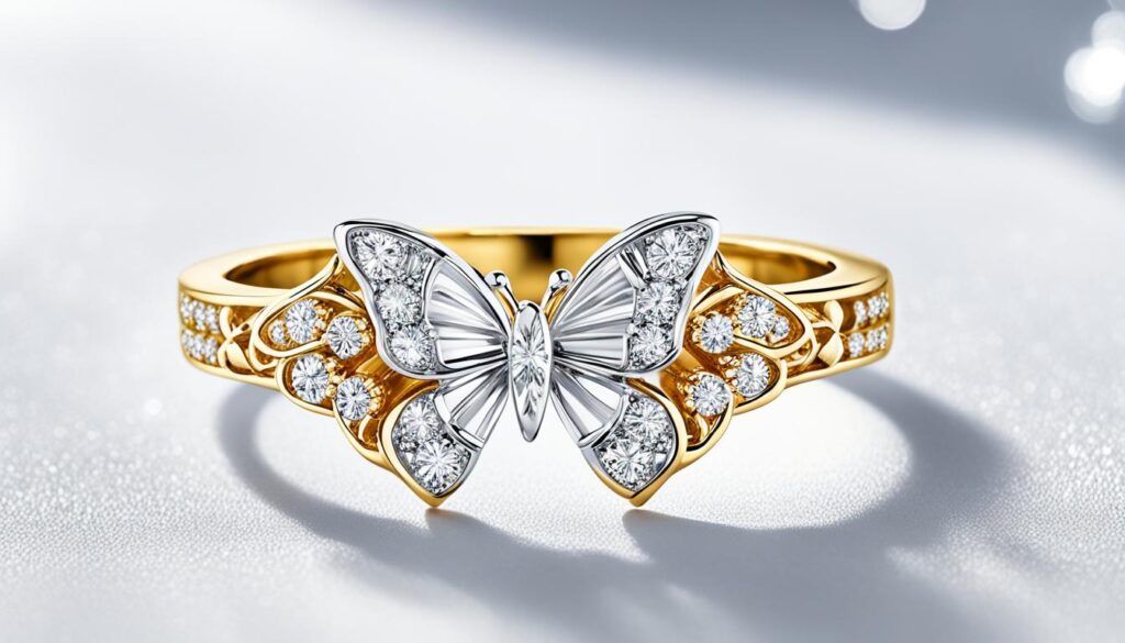 butterfly diamond engagement ring