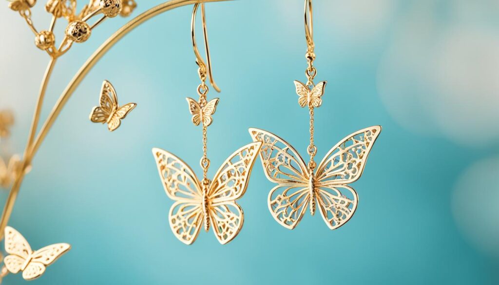 butterfly earrings with chain