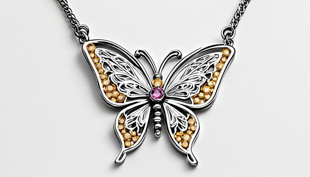 butterfly jewish star necklace