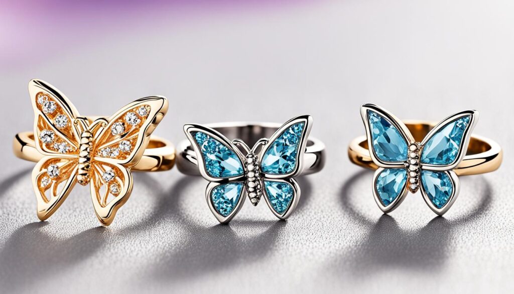 butterfly motif rings