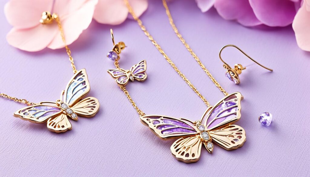 butterfly necklace and earring set