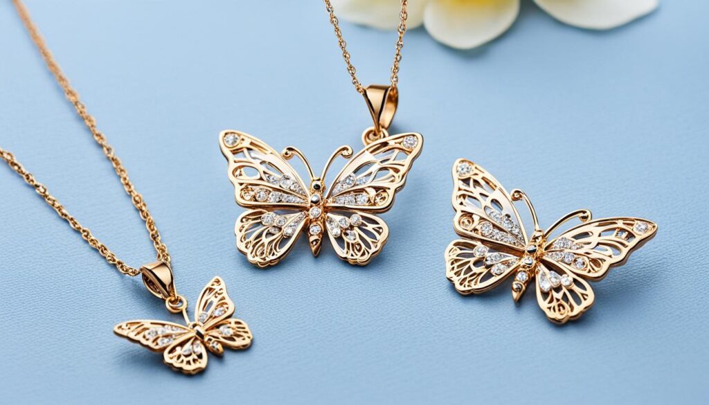 butterfly necklace earring set