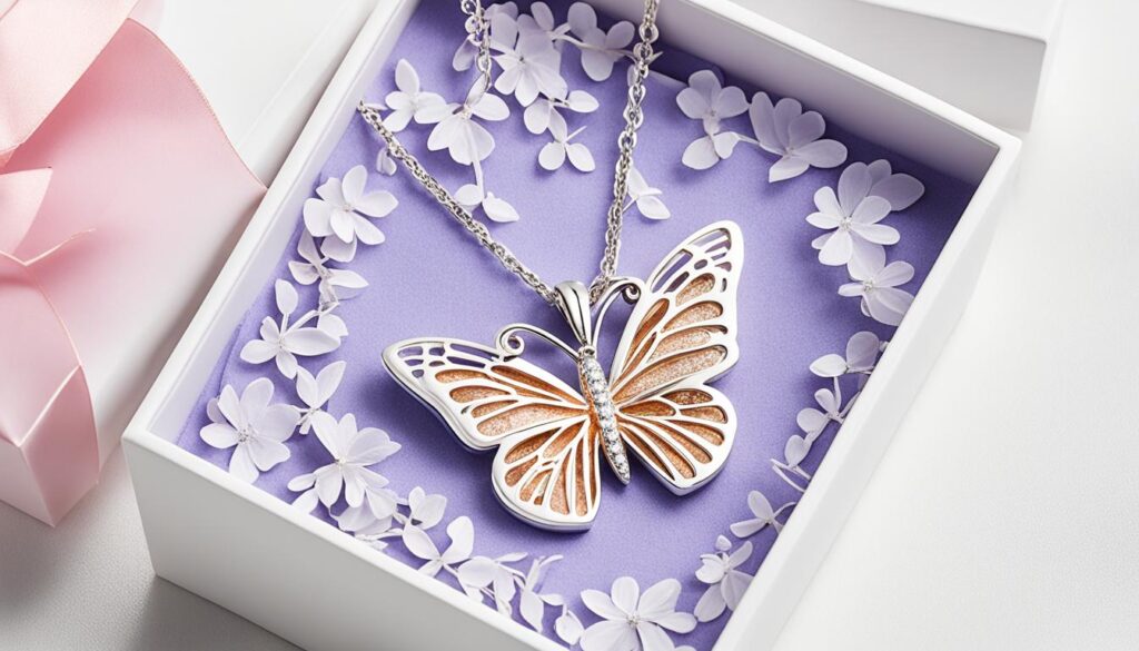 butterfly necklace with box