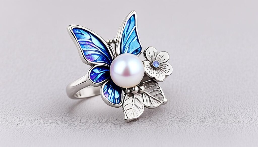 butterfly pearl ring