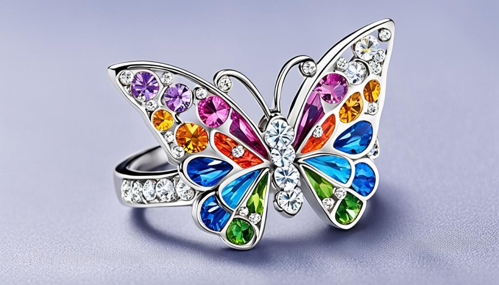 butterfly swarovski ring