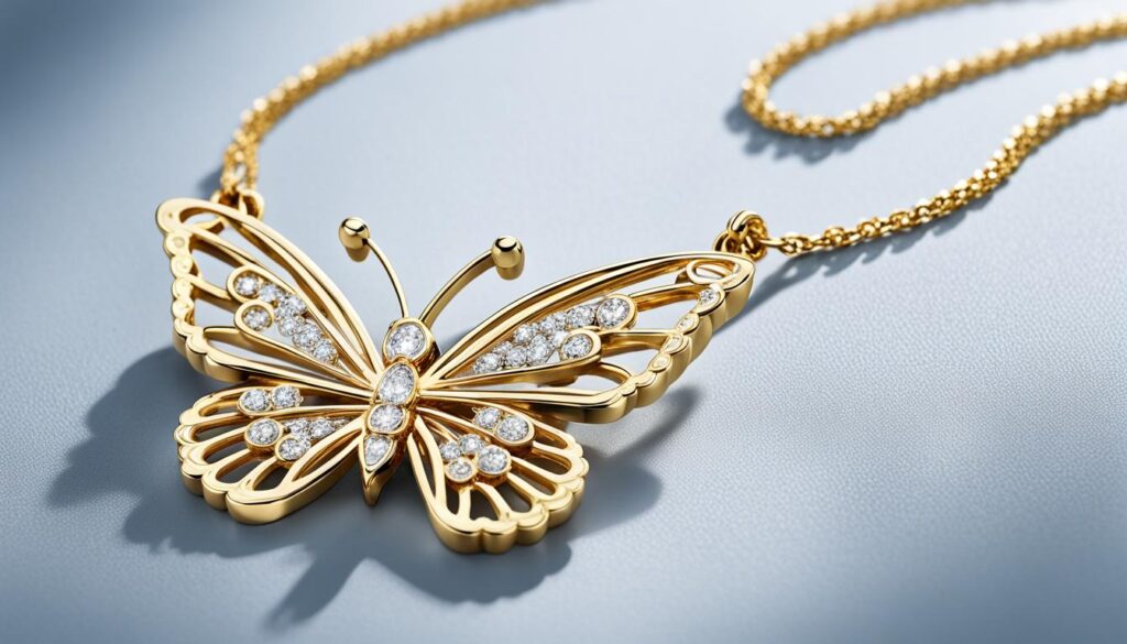 gold diamond butterfly necklace