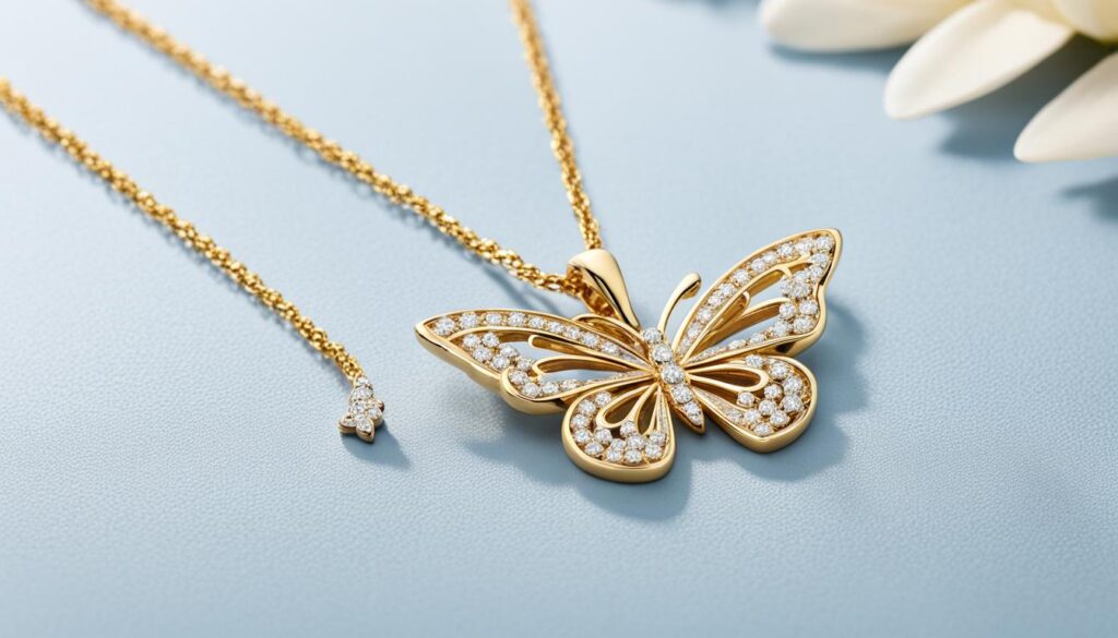 gold diamond butterfly necklace
