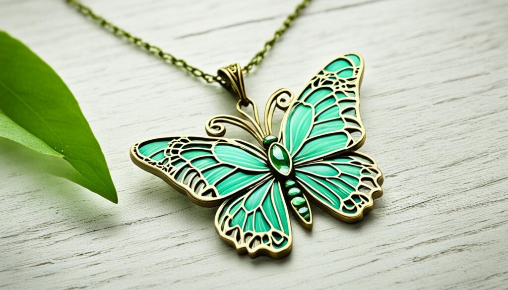 green butterfly necklace