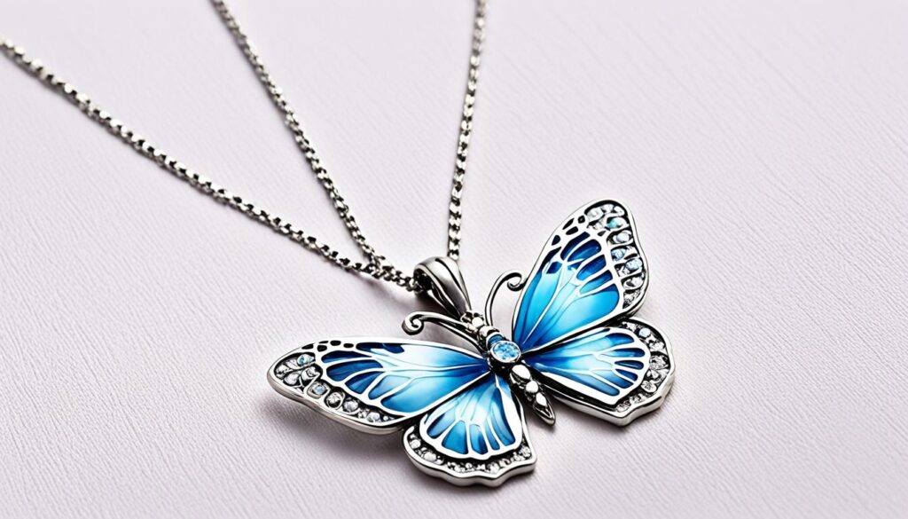 light blue butterfly necklace