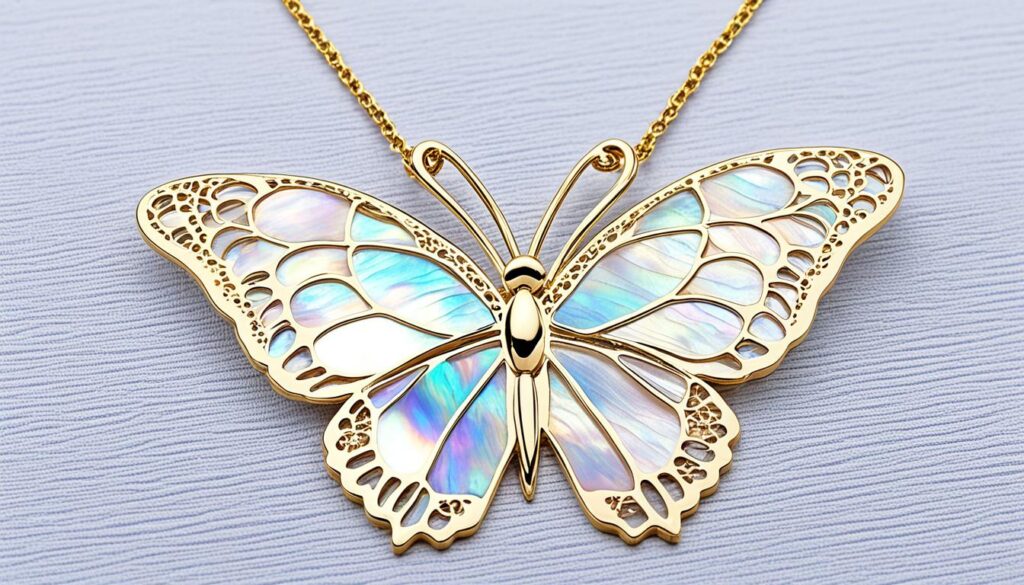 mother of pearl butterfly necklace