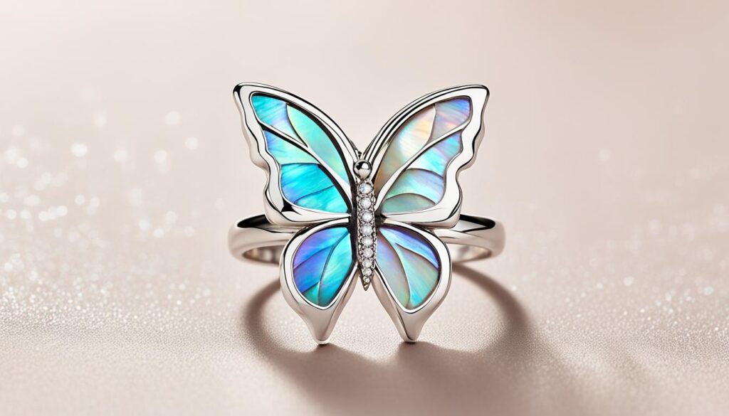 mother of pearl butterfly ring