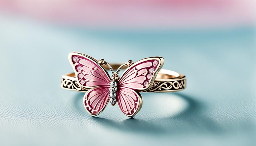 pink butterfly ring