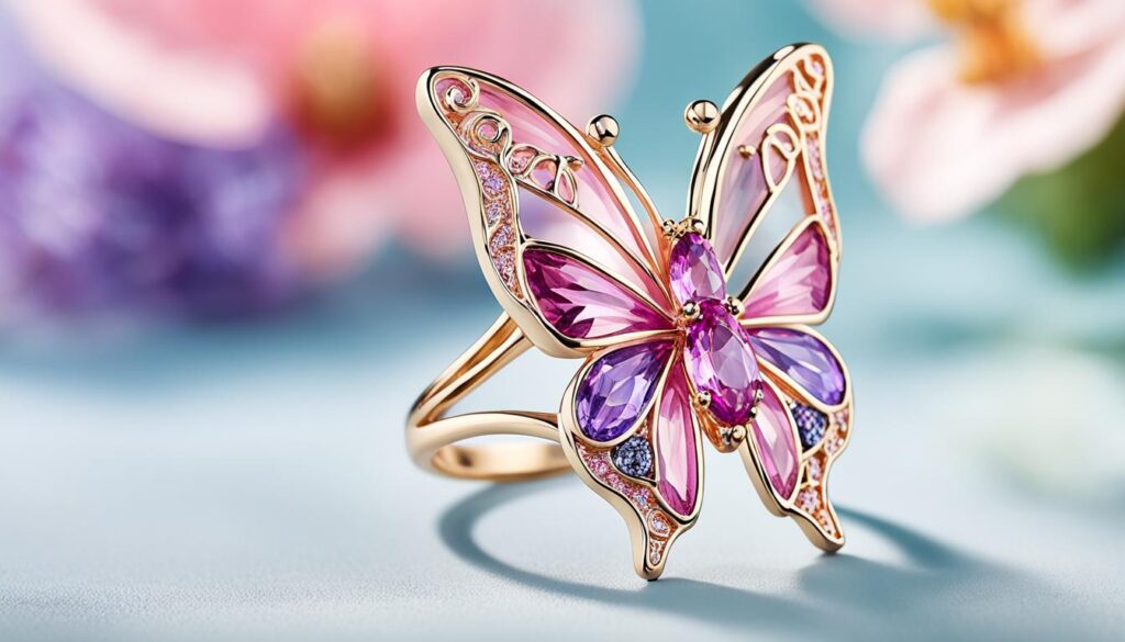 pink butterfly ring