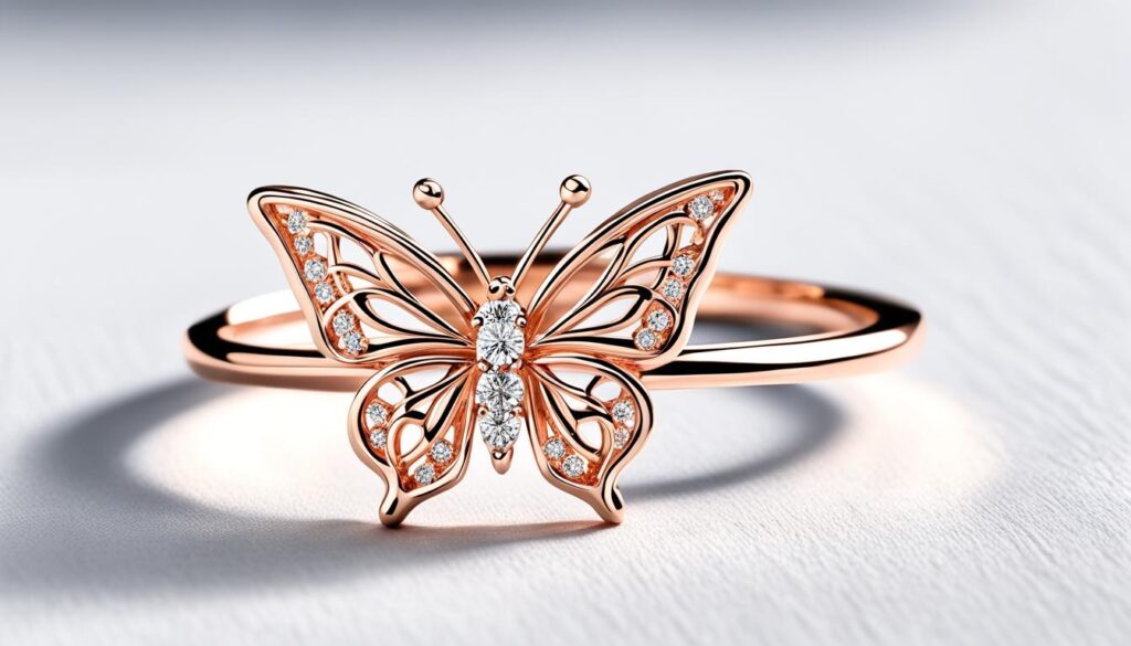 rose gold butterfly ring
