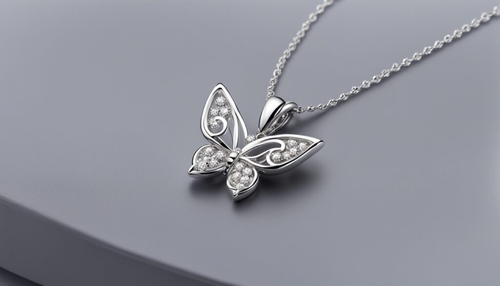 white gold butterfly necklace