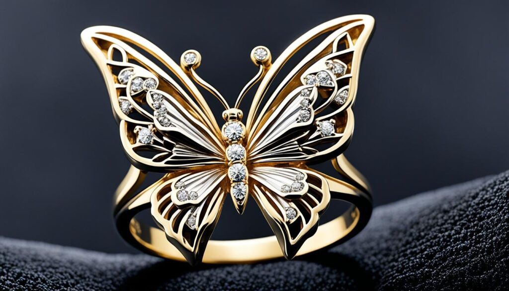 14 karat gold butterfly ring