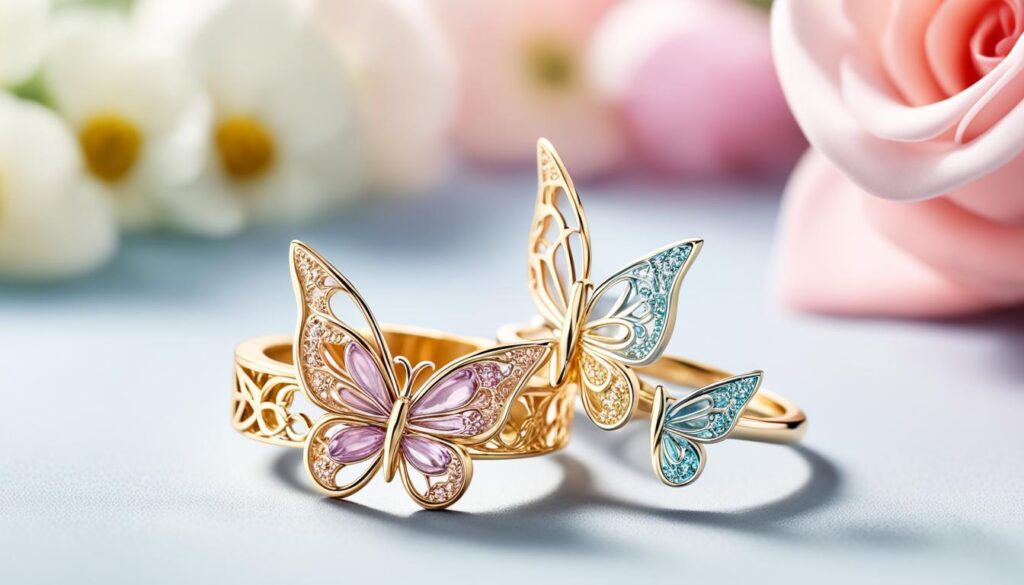 2pcs butterfly decor ring