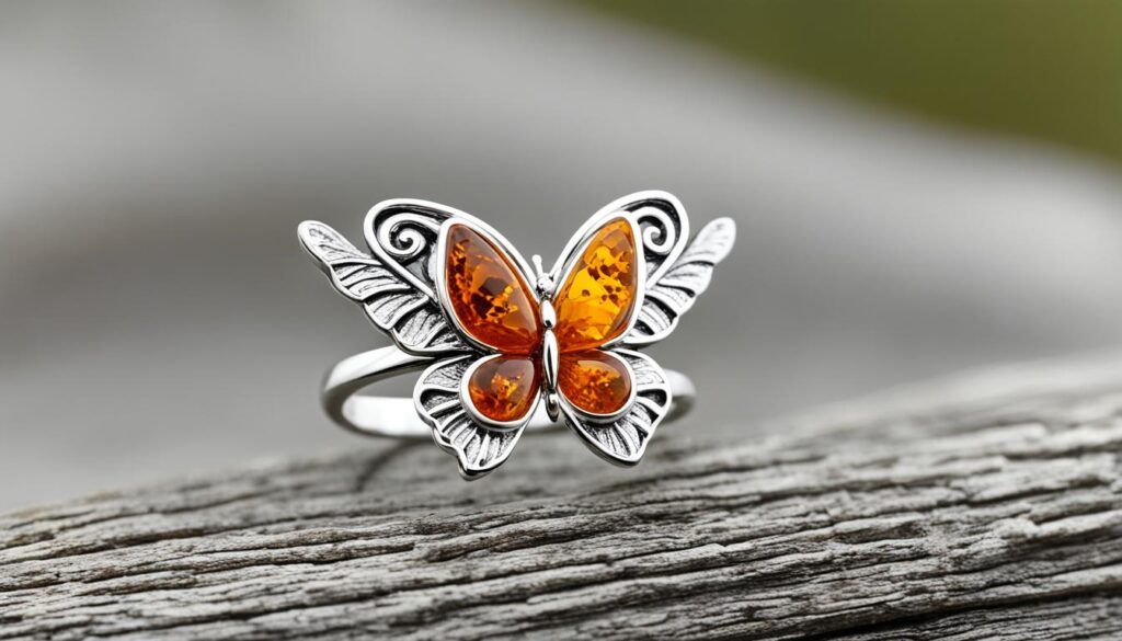 amber butterfly ring